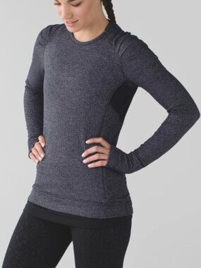 Lululemon Think Fast Long Sleeve Heathered Herringbone Women's top size 10